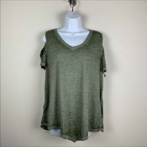 NWT! Style & Co olive open shoulder top. Size 0x